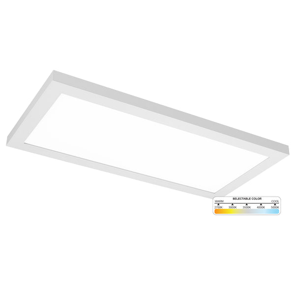 LED 1x2 Surface Mount LED Panel - 22W, 2,000 Lumens - Dimmable - 5CCT:  2700K, 3000K, 3500K, 4000K, 5000K Selectable - 120V - CRI>90 - Integrated